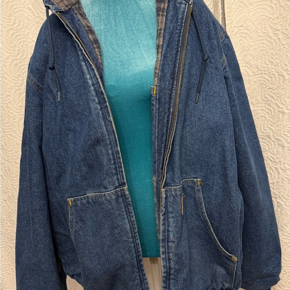 Vintage Carhartt Blue and Gray Hooded Jacket